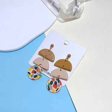 Simple Style Round Soft Clay Patchwork Women's Earrings