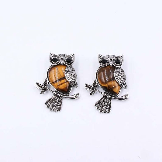 1 Piece Simple Style Owl Natural Stone Shell Plating Gem Necklace