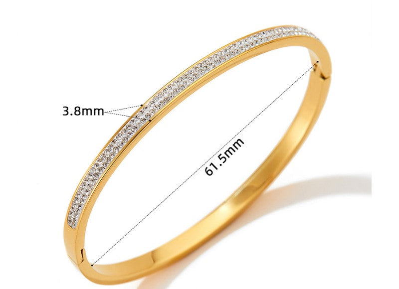 Fashion Solid Color Stainless Steel Inlay Rhinestones Bangle