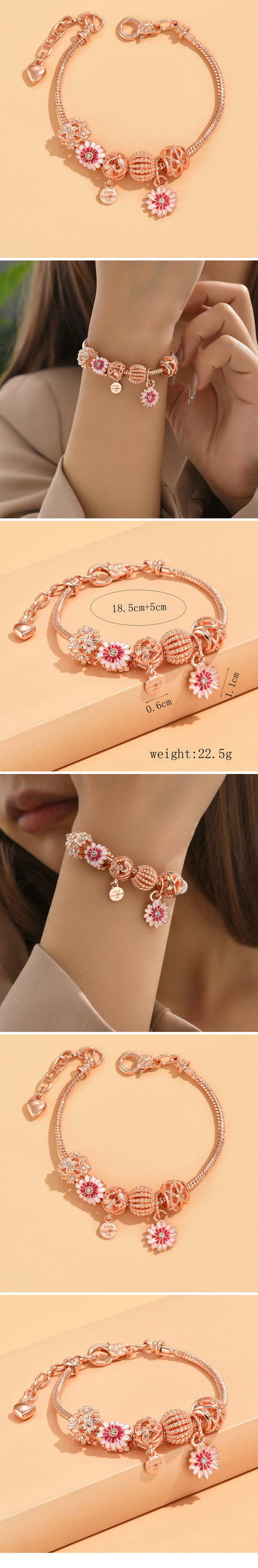 1 Piece Fashion Simple Style Flower Alloy Steel Inlay Rhinestones Women's Bracelets