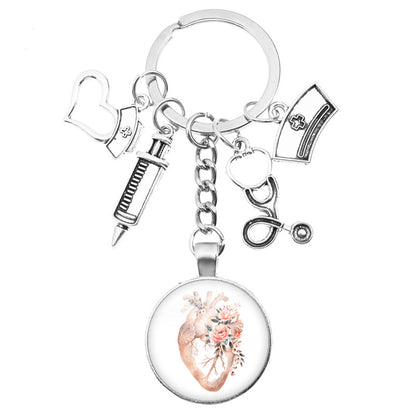 1 Piece Retro Human Heart Syringe Alloy Metal Unisex Bag Pendant Keychain