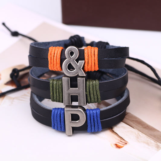 1 Piece Casual Simple Style Letter Alloy Leather Patchwork Unisex Wristband