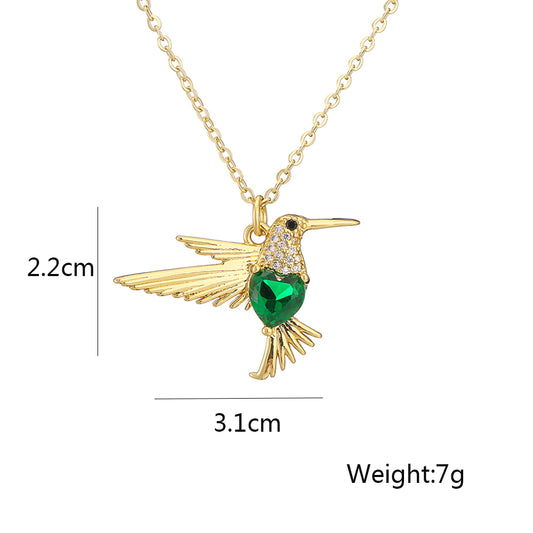 Simple Style Bird Copper Plating Inlay Zircon 18k Gold Plated Pendant Necklace