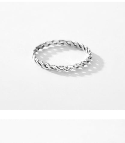 Simple Style Solid Color Twist Sterling Silver Criss Cross Plating Rings