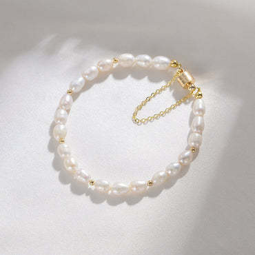 Simple Style Solid Color Freshwater Pearl Beaded Plating Bracelets
