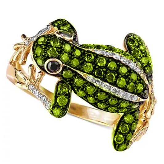 New Creative Realistic Frog Shape Micro-set Zircon Female Alloy Ring Accessories