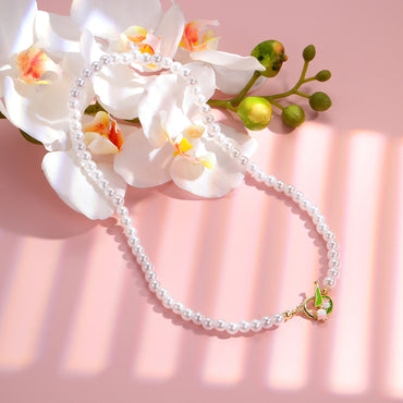 Fairy Style Princess Sweet Tulip Imitation Pearl Alloy Plating Inlay Artificial Crystal Gold Plated Silver Plated Women's Choker