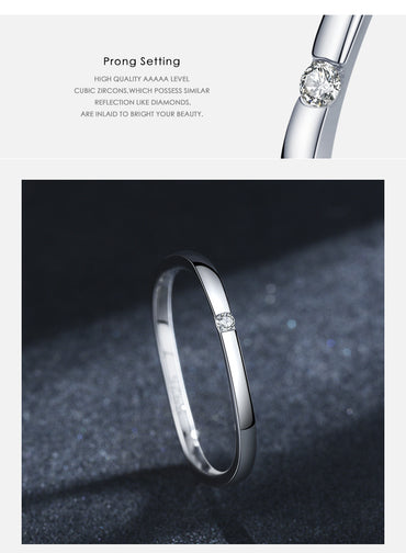Simple Style Solid Color Sterling Silver Plating Inlay Zircon 14k Gold Plated Rhodium Plated Rings