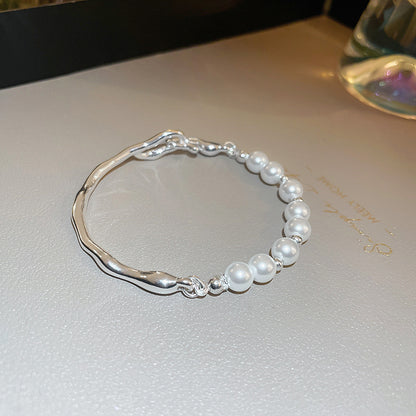 Ig Style Modern Style Round Flower Freshwater Pearl Metal Beaded Plating Inlay Rhinestones Bracelets