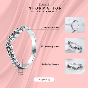 Ins Style Simple Style Leaves Sterling Silver Plating Inlay Zircon Rings