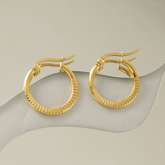1 Pair Casual Simple Style Round Stainless Steel Plating 18k Gold Plated Hoop Earrings