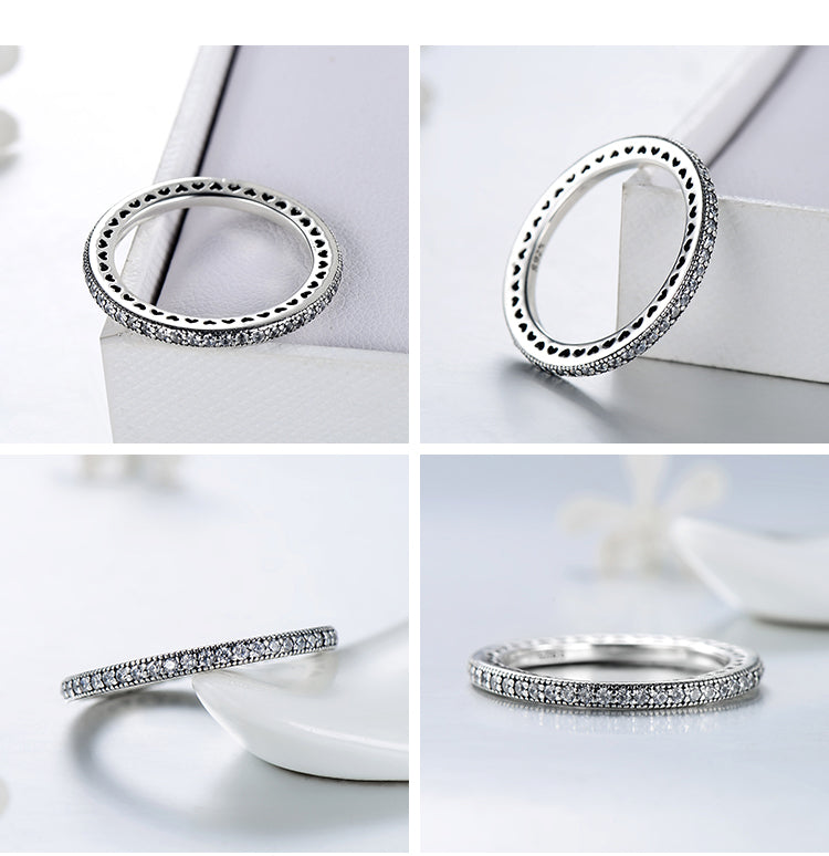Vintage Style Simple Style Heart Shape Sterling Silver Plating Hollow Out Inlay Zircon Thai Silver Rings