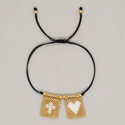 Bohemian Heart Shape Glass Seed Bead Rope Braid Unisex Bracelets