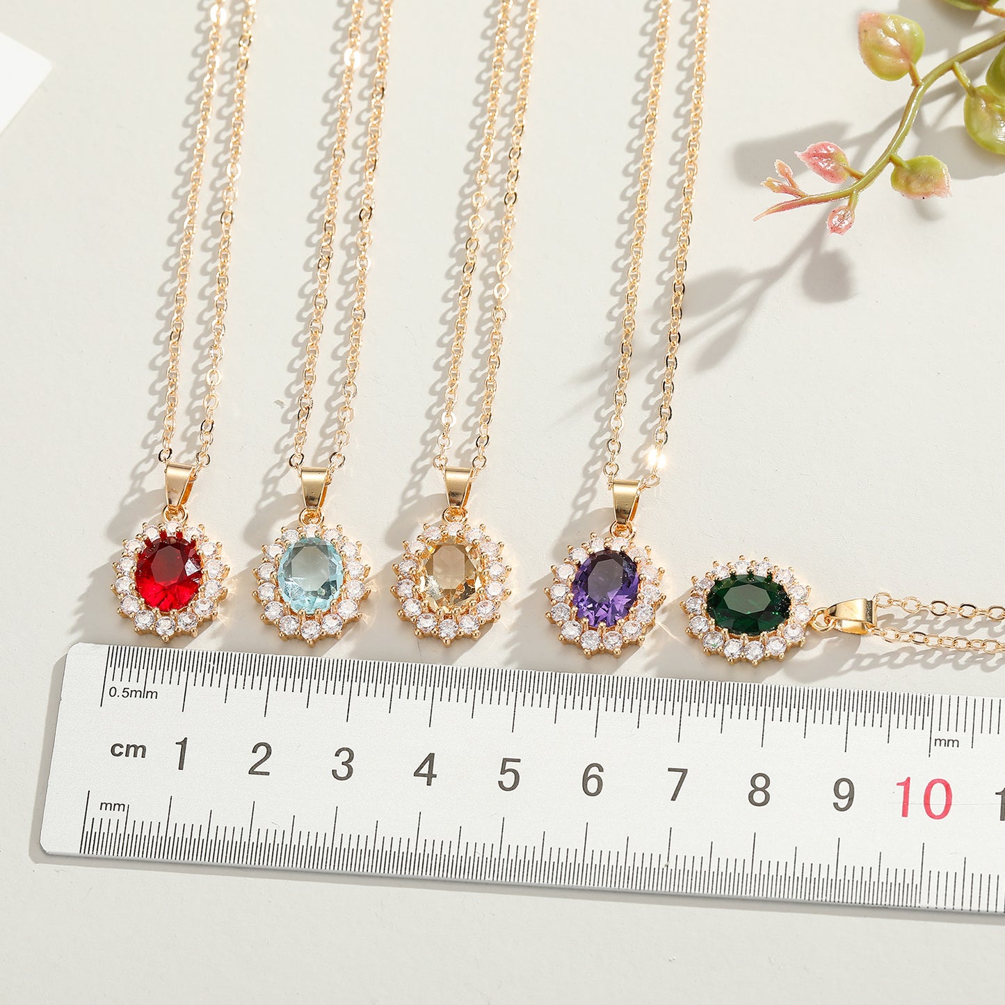 Fashion Jewelry Exquisite Oval Crystal Zircon Necklace New Temperament Micro-set Pendant Necklace Wholesale Nihaojewelry