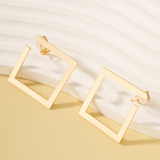 Casual Simple Style Rhombus Alloy Plating Gold Plated Women's Ear Clips