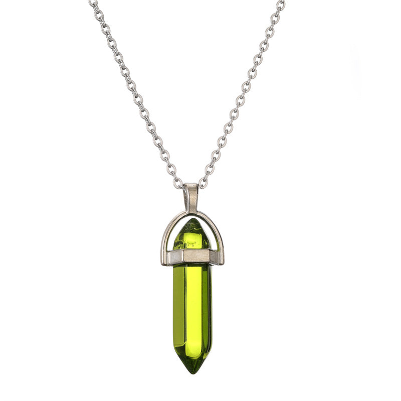 Streetwear Gradient Color Stainless Steel Natural Stone Plating Pendant Necklace