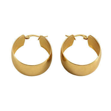 1 Pair Exaggerated French Style Round Stainless Steel Plating 18k Gold Plated Hoop Earrings