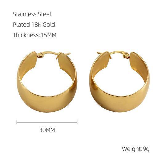 1 Pair Exaggerated French Style Round Stainless Steel Plating 18k Gold Plated Hoop Earrings