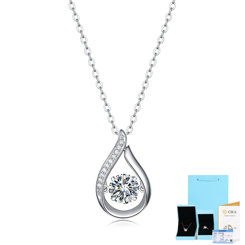 Simple Style Round Sterling Silver Inlay Moissanite Pendant Necklace