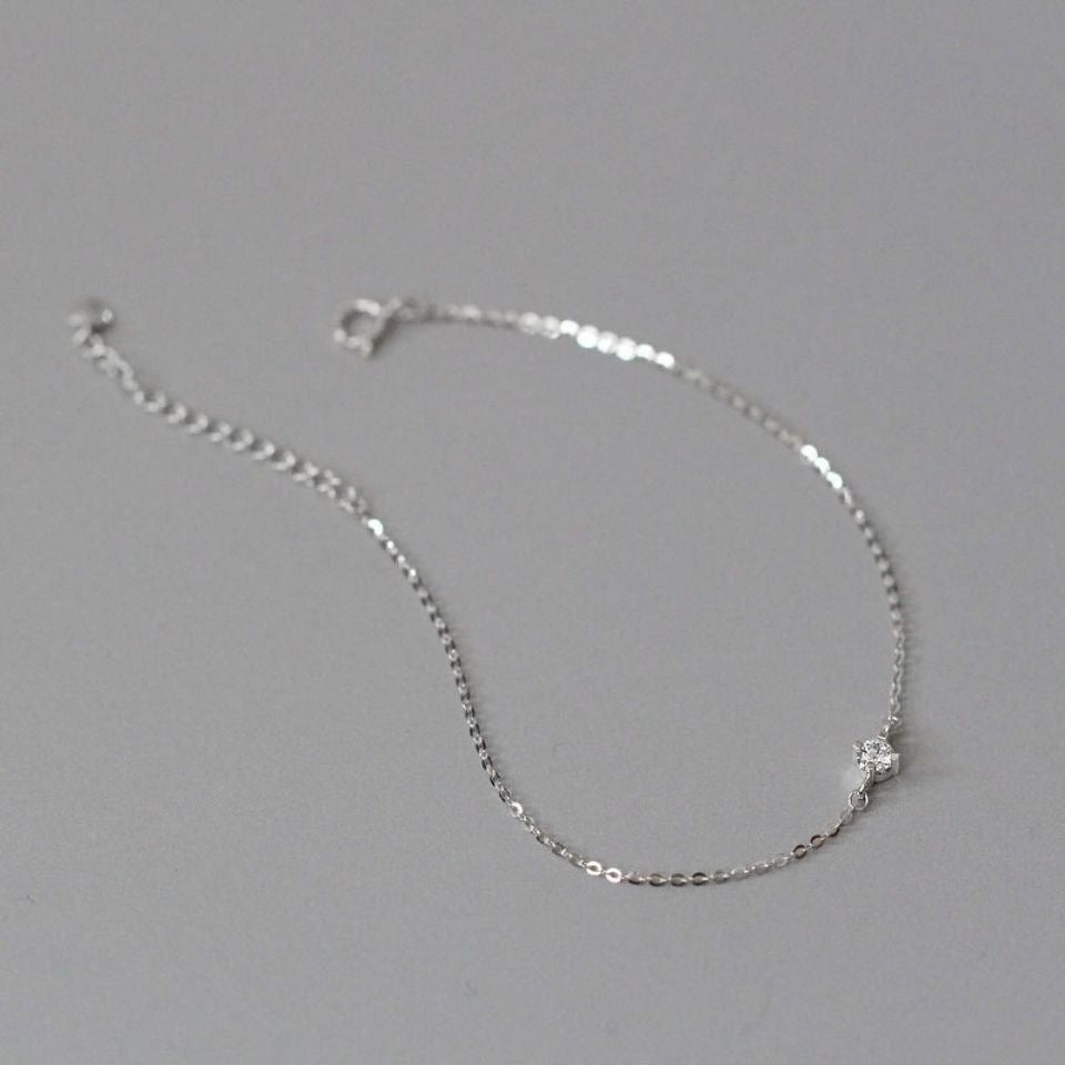Elegant Geometric Sterling Silver Inlay Rhinestones Bracelets