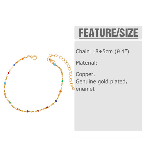 Bohemian Simple Style Round Copper Enamel Plating Inlay Zircon 18k Gold Plated Bracelets