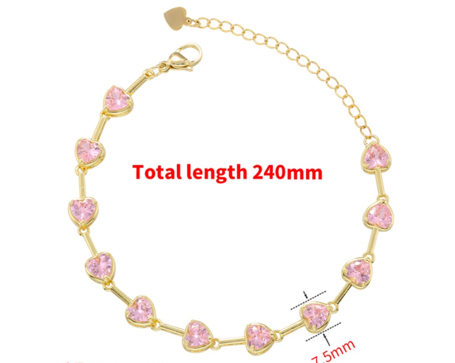 Elegant Glam Luxurious Heart Shape Copper Plating Inlay Zircon 18k Gold Plated Bracelets Necklace