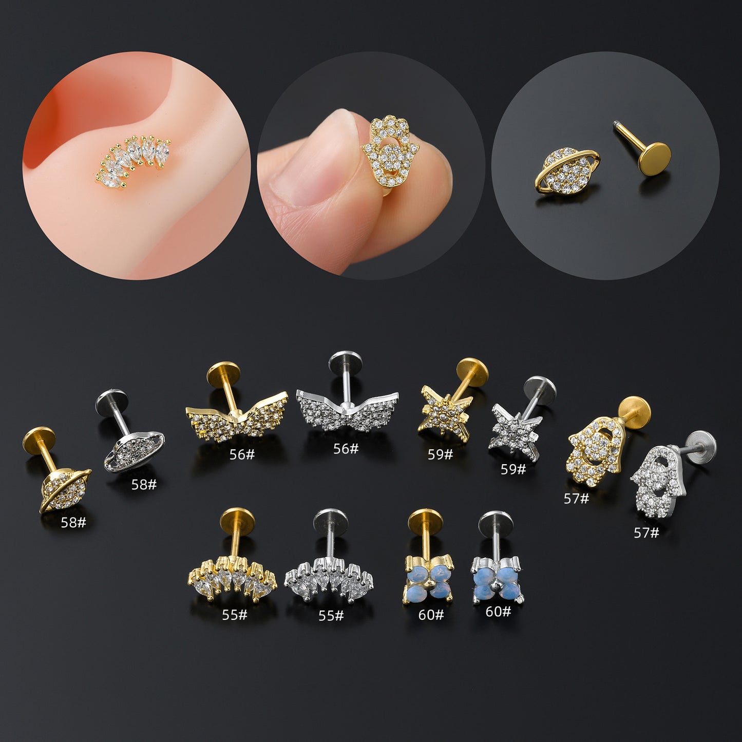 Simple Style Solid Color Copper 18k Gold Plated White Gold Plated Zircon Ear Studs In Bulk