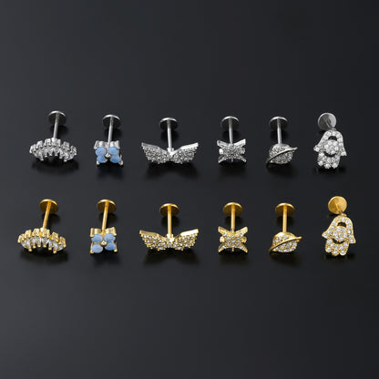 Simple Style Solid Color Copper 18k Gold Plated White Gold Plated Zircon Ear Studs In Bulk