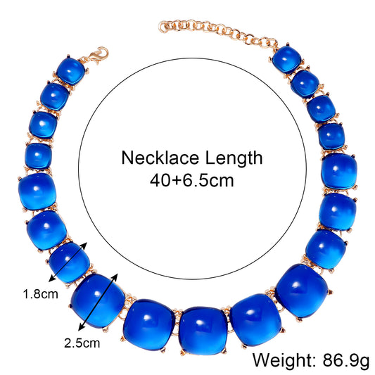 Elegant Round Alloy Three-dimensional Inlay Resin Women's Necklace