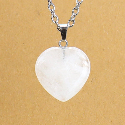 Simple Style Heart Shape Natural Stone Ferroalloy Knitting Pendant Necklace