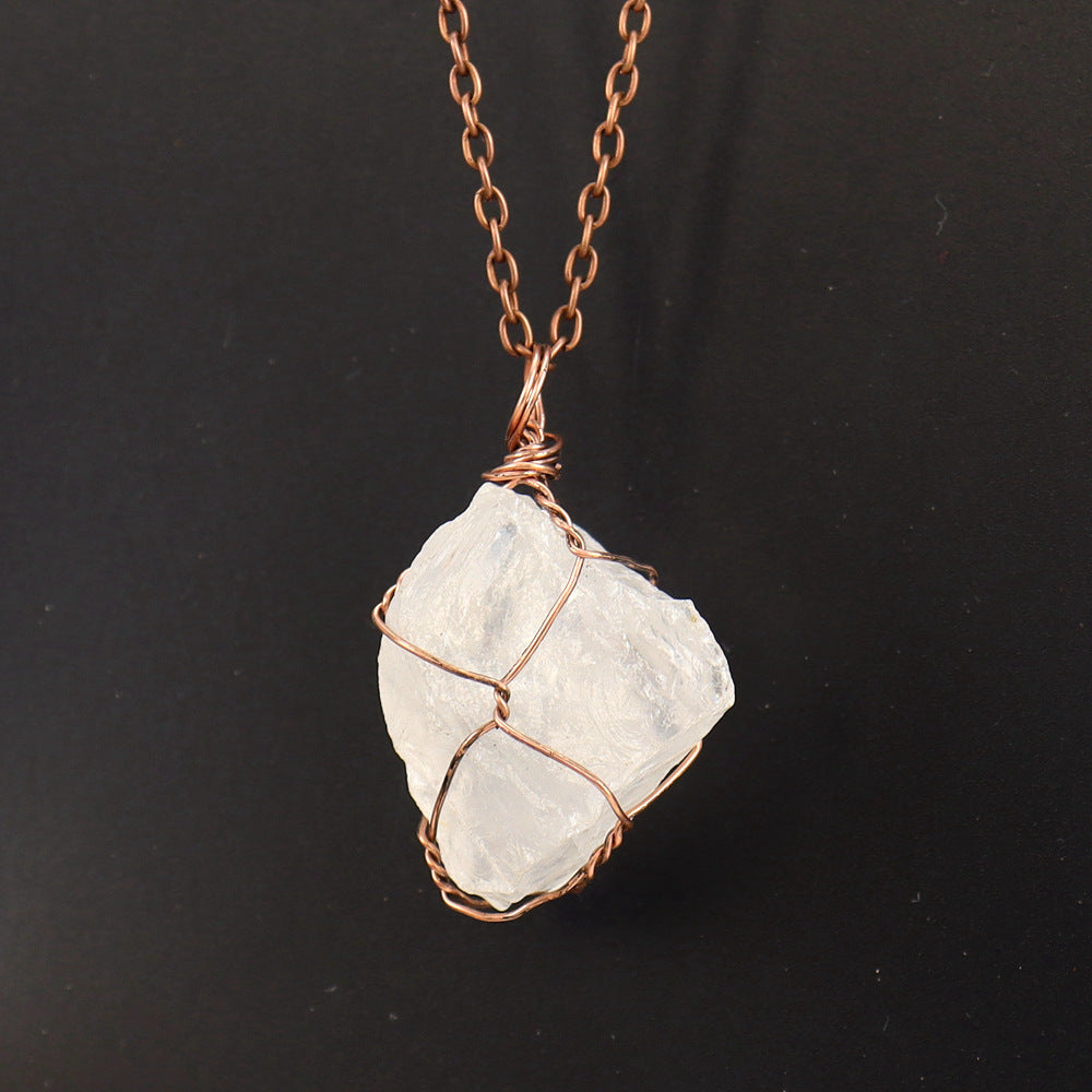 Simple Style Geometric Alloy Natural Stone Knitting Pendant Necklace