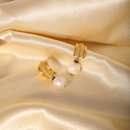 1 Pair Elegant Glam Classical Geometric Inlay Copper Artificial Gemstones 18k Gold Plated Drop Earrings