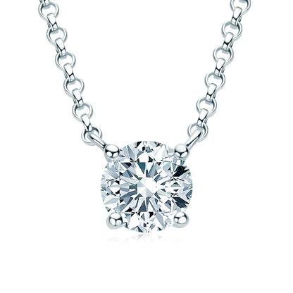 Modern Style Round Sterling Silver Moissanite Pendant Necklace In Bulk