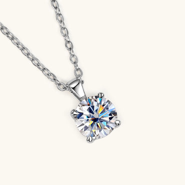 Modern Style Round Sterling Silver Moissanite Pendant Necklace In Bulk