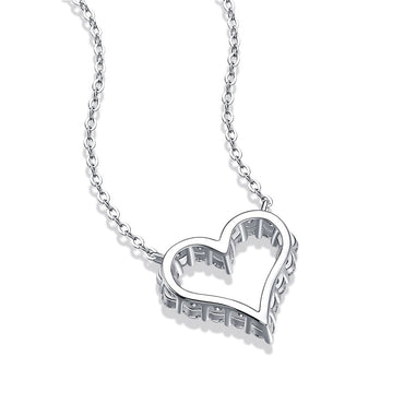 Lady Heart Shape Sterling Silver Moissanite Pendant Necklace In Bulk
