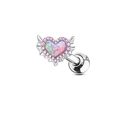 Casual Heart Shape Stainless Steel Plating Inlay Artificial Gemstones Nipple Ring Belly Ring Nose Ring