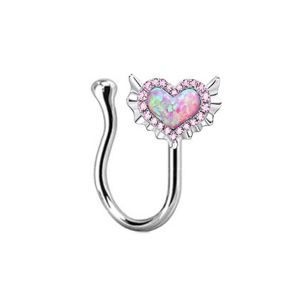 Casual Heart Shape Stainless Steel Plating Inlay Artificial Gemstones Nipple Ring Belly Ring Nose Ring