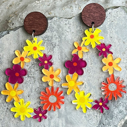 1 Pair Vacation Flower Arylic Drop Earrings