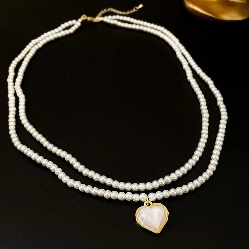 Retro Heart Shape Imitation Pearl Alloy Plating Women's Pendant Necklace