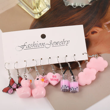 1 Set Sweet Simple Style Clouds Heart Shape Butterfly Arylic Drop Earrings