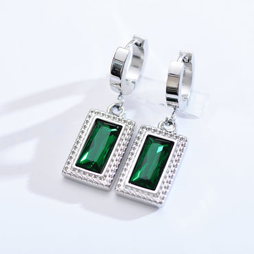 1 Pair Elegant Luxurious Simple Style Square Plating Inlay Stainless Steel Zircon Silver Plated Earrings