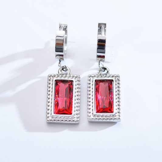 1 Pair Elegant Luxurious Simple Style Square Plating Inlay Stainless Steel Zircon Silver Plated Earrings