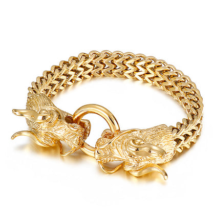 Hip-hop Simple Style Classic Style Dragon Titanium Steel Plating 18k Gold Plated Men's Bracelets