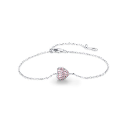 Ig Style Elegant Sweet Heart Shape Sterling Silver Plating Inlay Zircon Rhodium Plated Bracelets