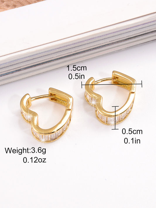 1 Pair Ig Style Sweet Heart Shape Plating Inlay Copper Zircon 18k Gold Plated Earrings