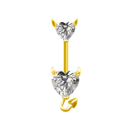Elegant Vintage Style Classic Style Heart Shape Stainless Steel Titanium Steel Beaded Plating Inlay Rhinestones Zircon White Gold Plated Gold Plated Belly Ring
