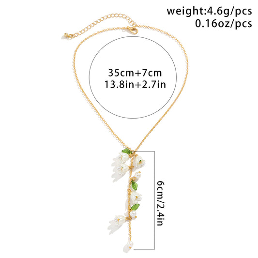 Sweet Pastoral Simple Style Leaf Flower Arylic Copper Wholesale Pendant Necklace