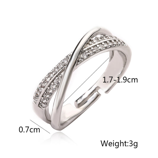 Simple Style Solid Color Copper Plating Inlay Zircon Gold Plated Open Rings
