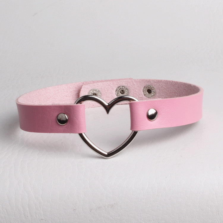 Lady Heart Shape Pu Leather Wholesale Necklace