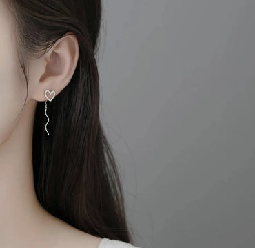 1 Pair Elegant Simple Style Heart Shape Plating Sterling Silver Drop Earrings